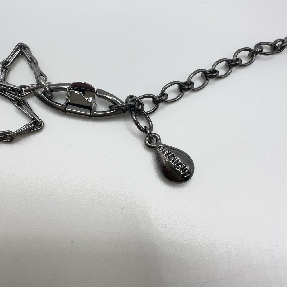 Givenchy Necklace Purple Rhinestone Leaf Bib Gunmetal Tone Statement 15" - 17" - Picture 13 of 16